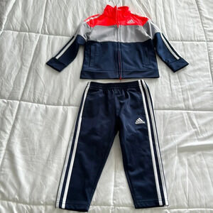 Adidas track suit (toddler) navy/orange/grey